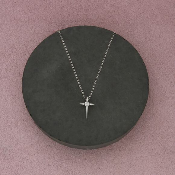 Sterling Jewelry - sterling silver vintage spinel cross necklace size 16in